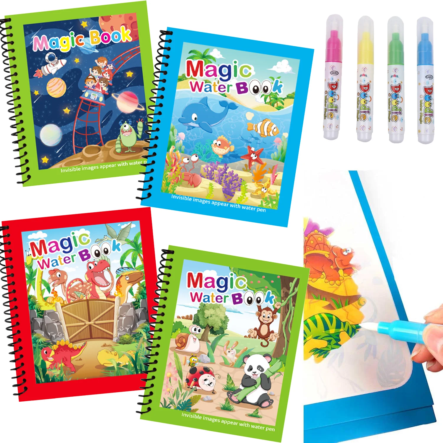 Reusable Water Magic Coloring Book - Libro Magico da Colorare con Acqua,