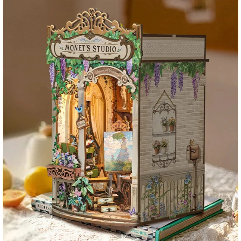 Diy Wooden Book Nook Kit Shelf Insert - Kit Modello Fai-da-Te in Legno 'Studio