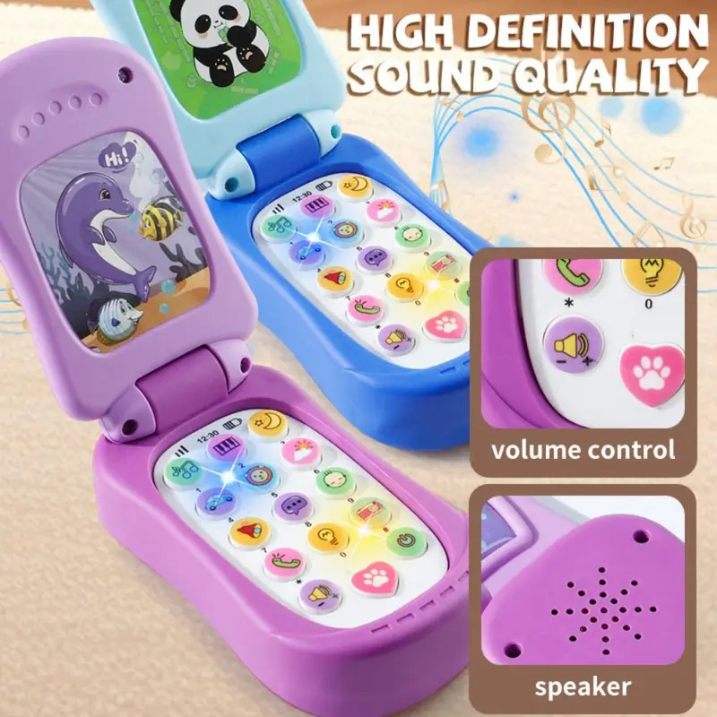 Music - Telefono giocattolo con cover a scatto,