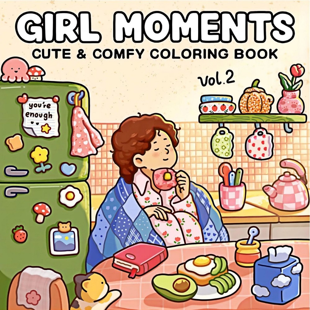 Adult Coloring Book Stress Relief - Girl Moments Libro da colorare carino