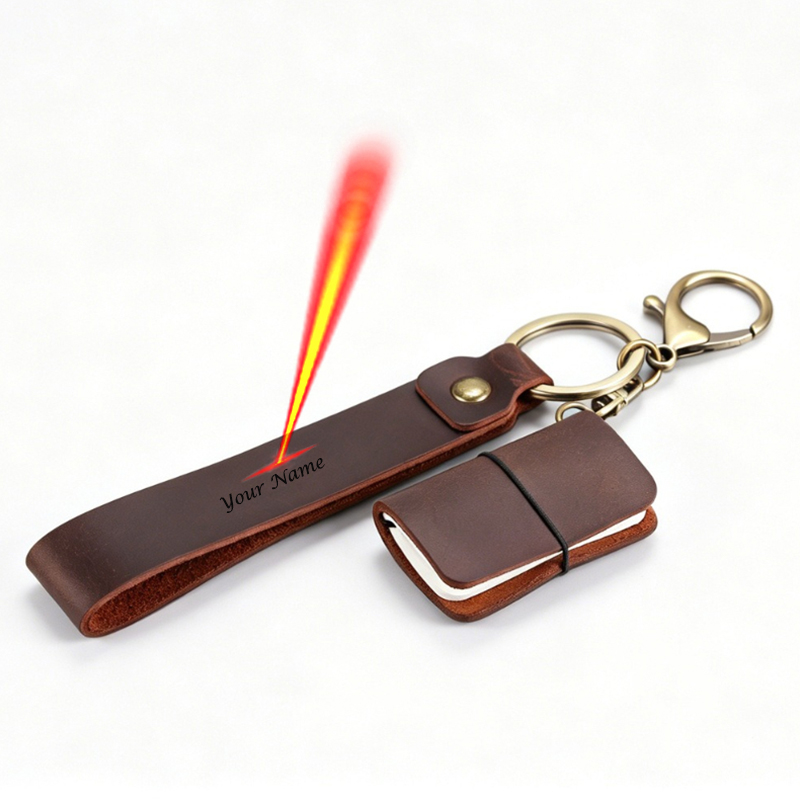 Vintage Leather Journal Notebook - Portachiavi con Mini Taccuino Personalizzabile in