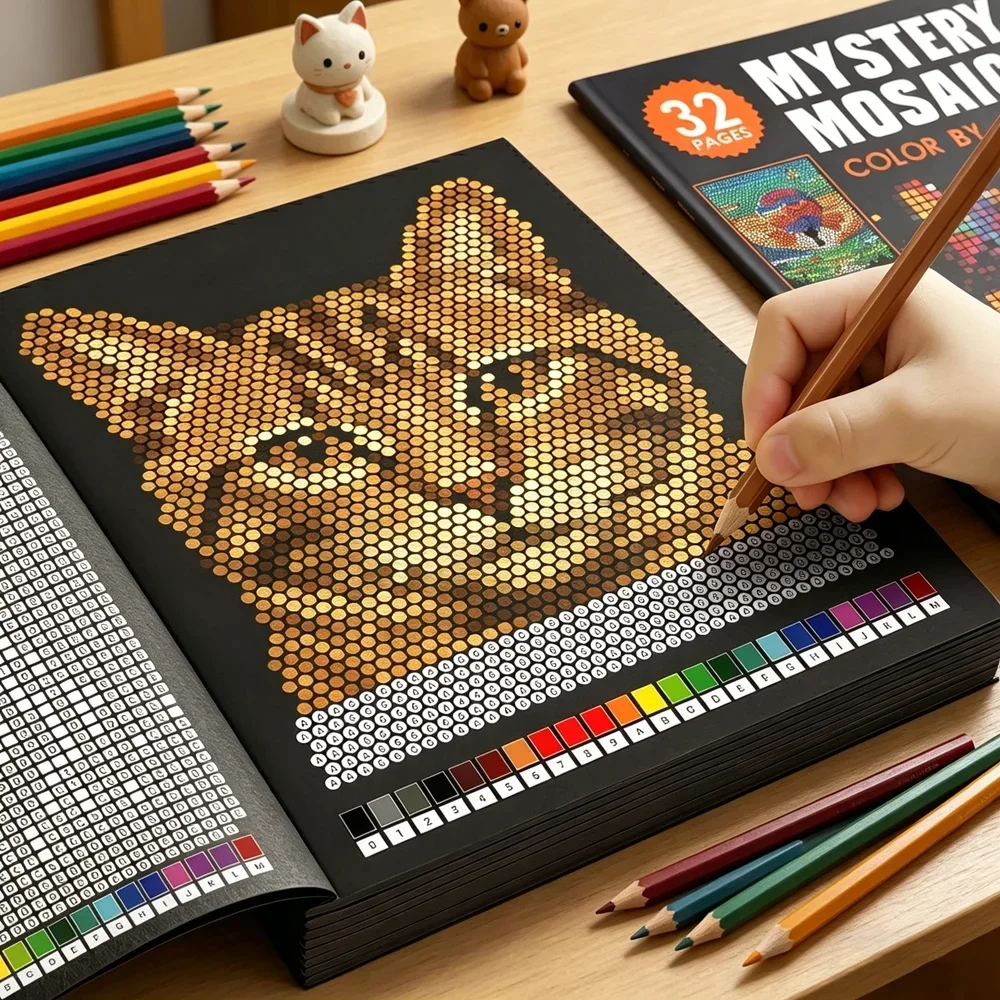 Adult Coloring Book Stress Relief - Libro da Colorare con Mosaici Misteriosi: