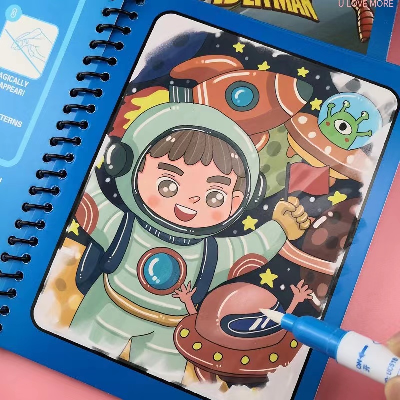 Reusable Water Magic Coloring Book - 1 pz libro magico disegno ad
