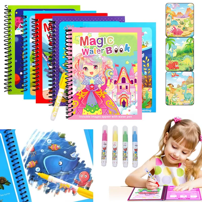 Reusable Water Magic Coloring Book - Libro da disegno magico con acqua