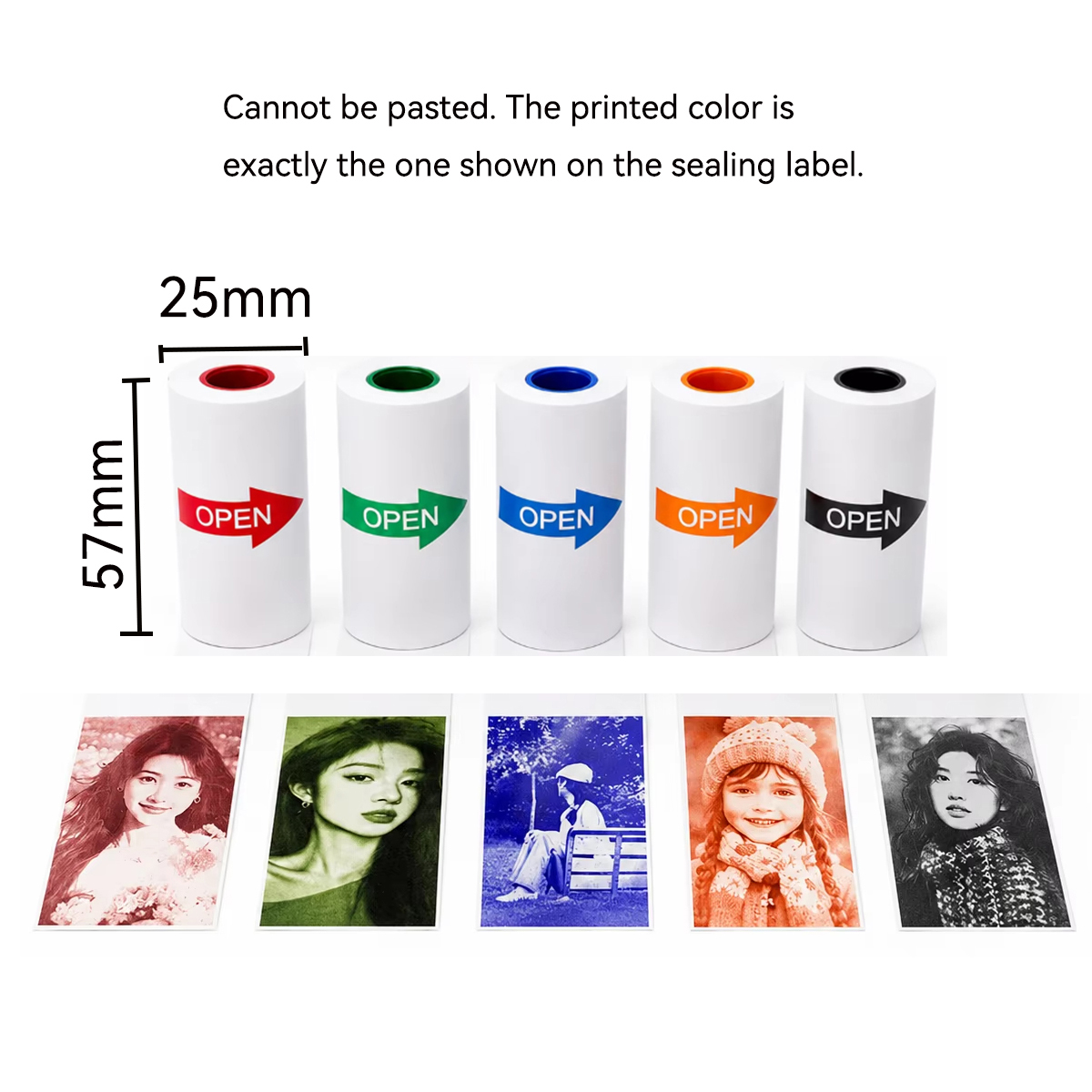 Mini Pocket Thermal Printer Paper Roll - Rotolo di Carta Termica Bianca/Colorata 57x25mm