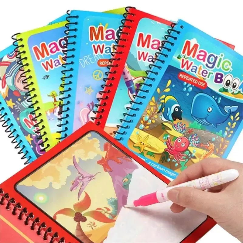 Reusable Water Magic Coloring Book - 1 libro + 1 penna riutilizzabile
