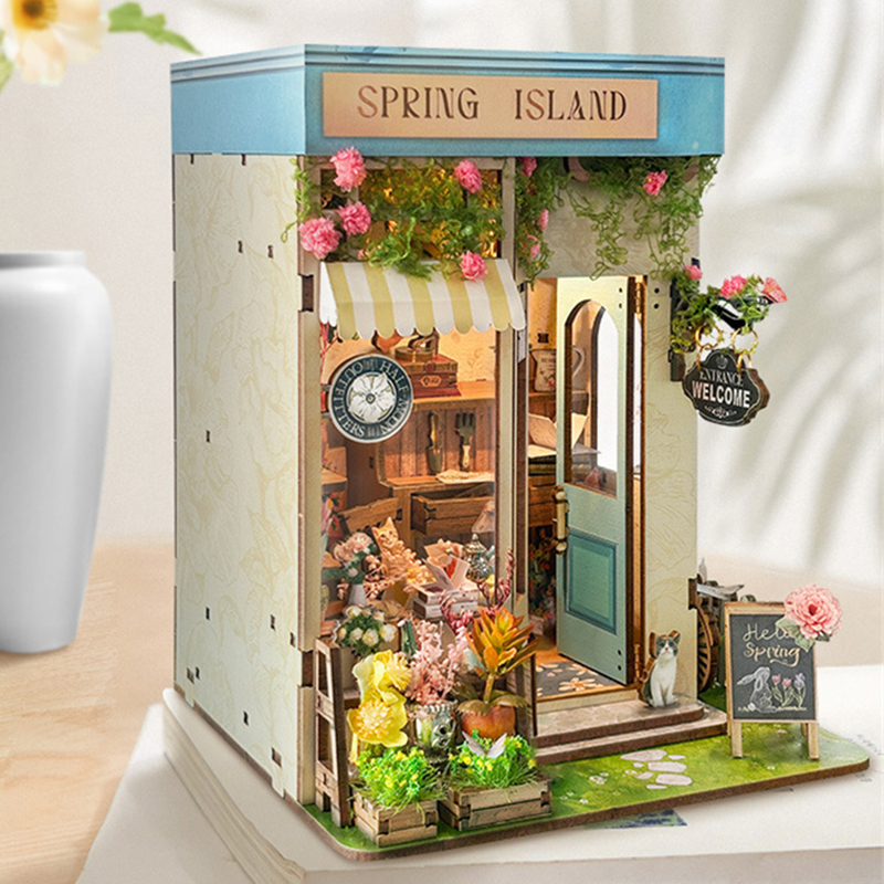 Fai da te in legno primavera i - Diy Wooden Book Nook Kit Shelf Insert recensione e prezzo