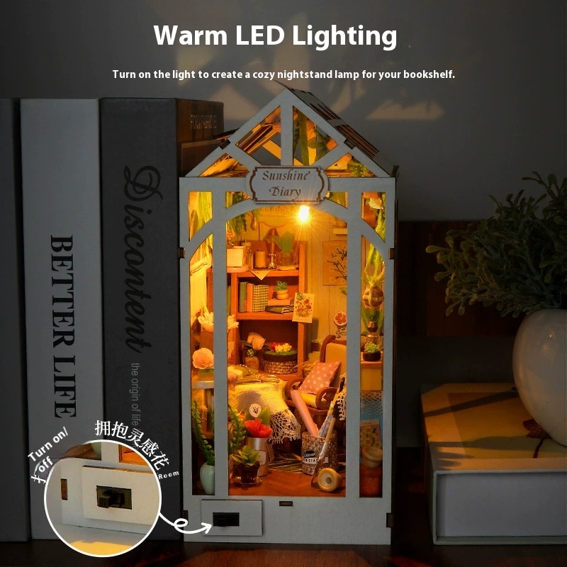 Fai da te in legno Sunshine Di - Diy Wooden Book Nook Kit Shelf Insert recensione e prezzo