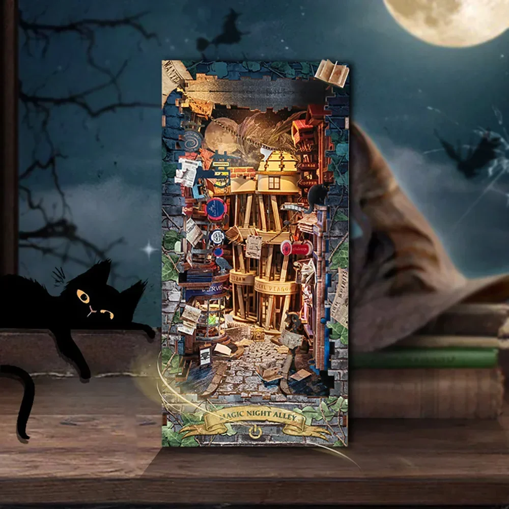 Retro fai da te Magic Night Al - Diy Wooden Book Nook Kit Shelf Insert recensione e prezzo