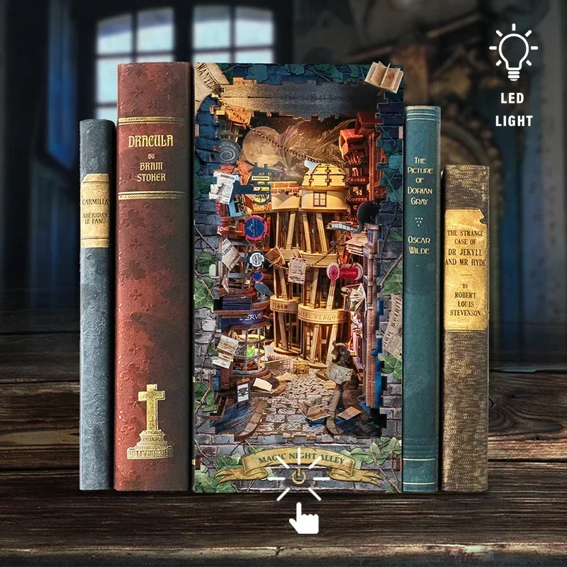 Retro fai da te Magic Night Al - Diy Wooden Book Nook Kit Shelf Insert recensione e prezzo